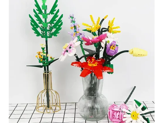 Diy Sunflower Bouquet Kids Blocks Building Plastic Immortal Decorative Toy Set Beautiful Orchid Flower Blocks Building