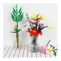 Diy Sunflower Bouquet Kids Blocks Building Plastic Immortal Decorative Toy Set Beautiful Orchid Flower Blocks Building