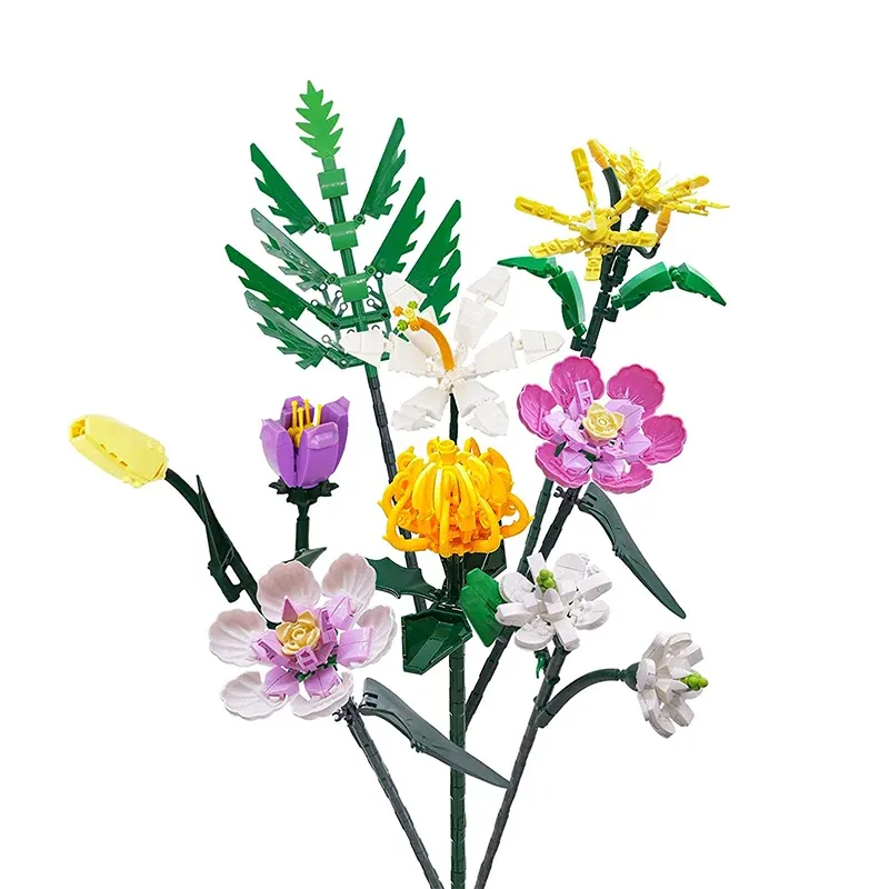 Diy Sunflower Bouquet Kids Blocks Building Plastic Immortal Decorative Toy Set Beautiful Orchid Flower Blocks Building