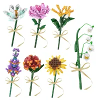568Pcs Unique Diy Succulent Flower Building Blocks Desk Garden Toys Plantes Orchid Bouquet Artificial Flower Building Blocks