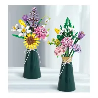 568Pcs Unique Diy Succulent Flower Building Blocks Desk Garden Toys Plantes Orchid Bouquet Artificial Flower Building Blocks