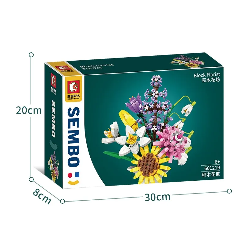 568Pcs Unique Diy Succulent Flower Building Blocks Desk Garden Toys Plantes Orchid Bouquet Artificial Flower Building Blocks