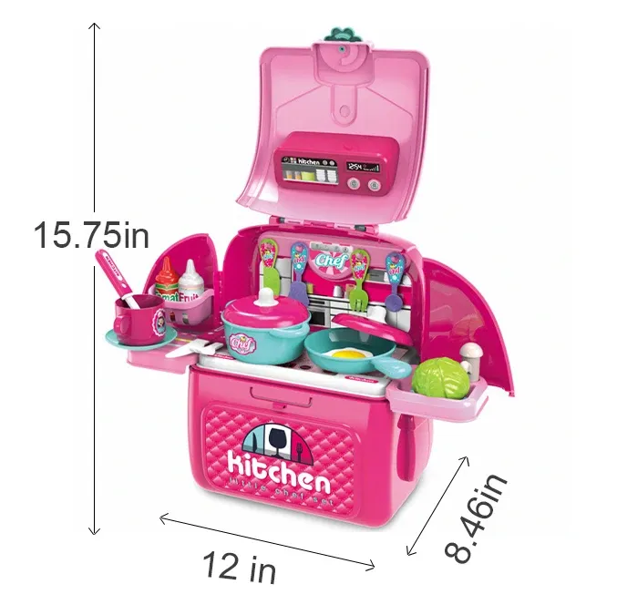 2022 Kids Girls Play Kitchen Toy Set Super Chef Classic Utensils Pink Rice Cooker Toy Kitchen