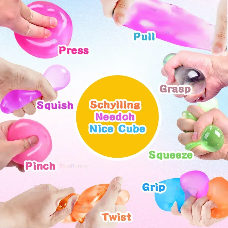 New Arrival Calming Sensory Squeeze Balls 3D Rubber Fidget Toy Kids Adults Effective Anxiety Stress Relief Squishy Ice Cube