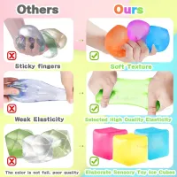 New Arrival Calming Sensory Squeeze Balls 3D Rubber Fidget Toy Kids Adults Effective Anxiety Stress Relief Squishy Ice Cube