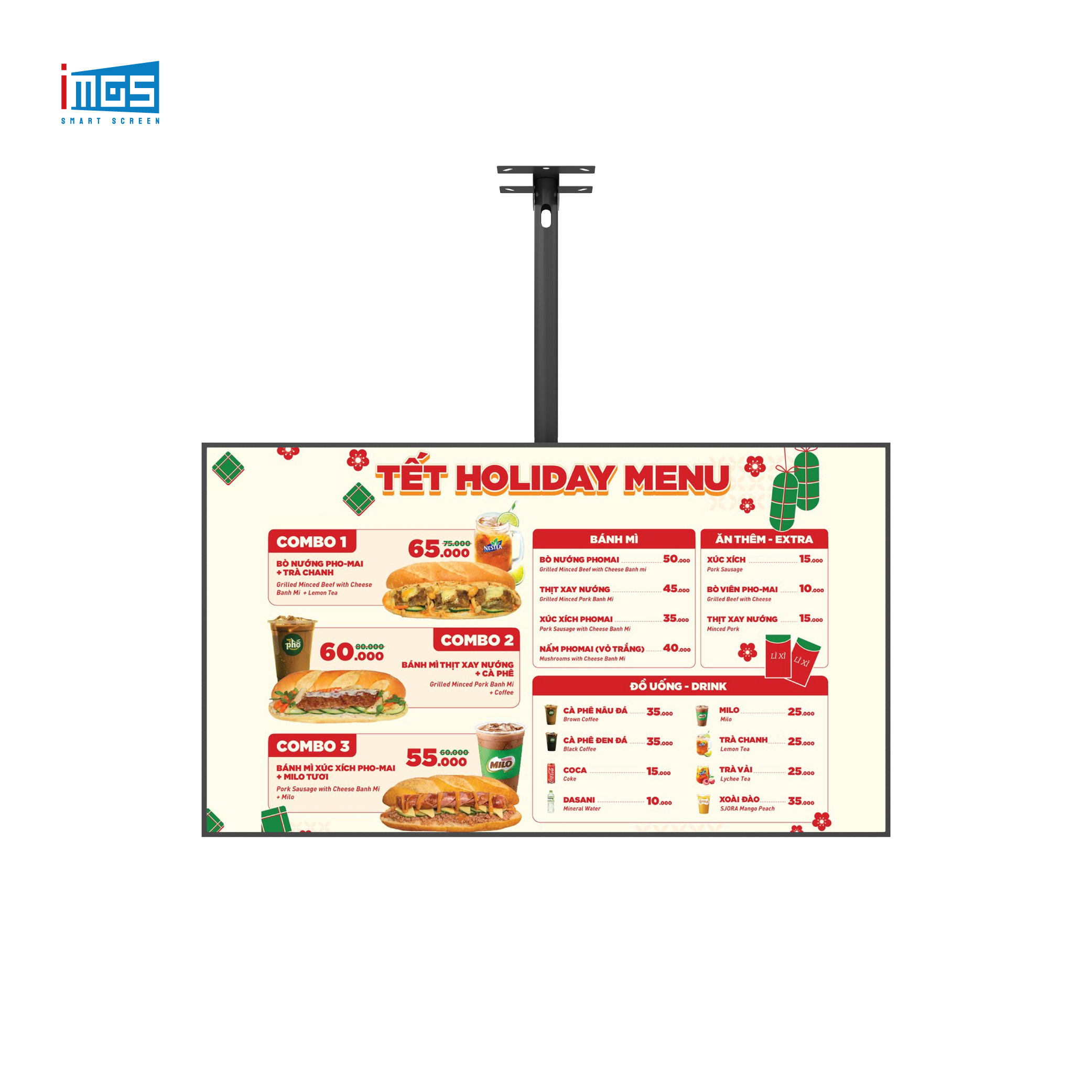 Ceiling Mounted Digital Menu Board AD Screen