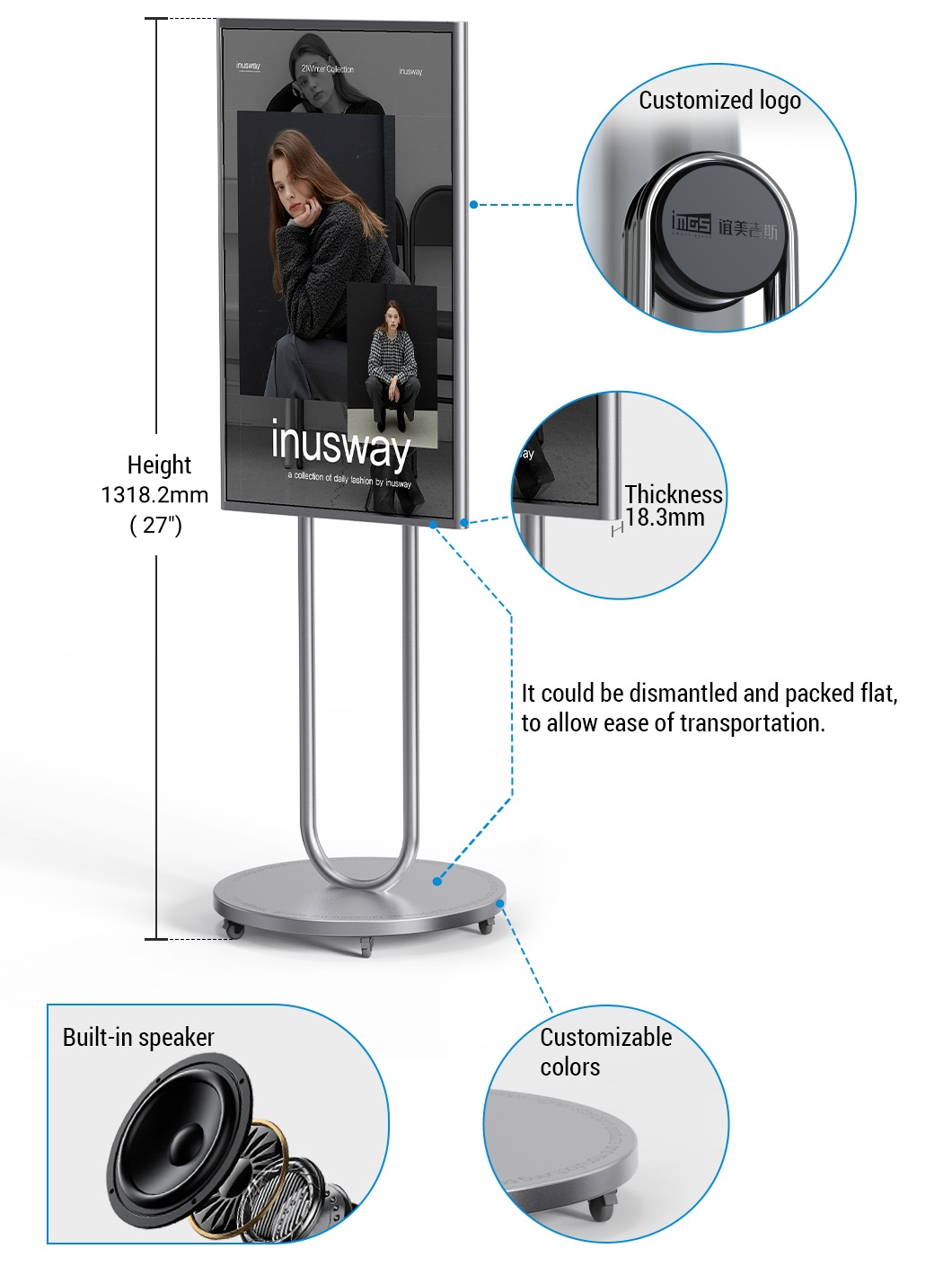 Floor Standing Kiosk Digital Signage AD Screen