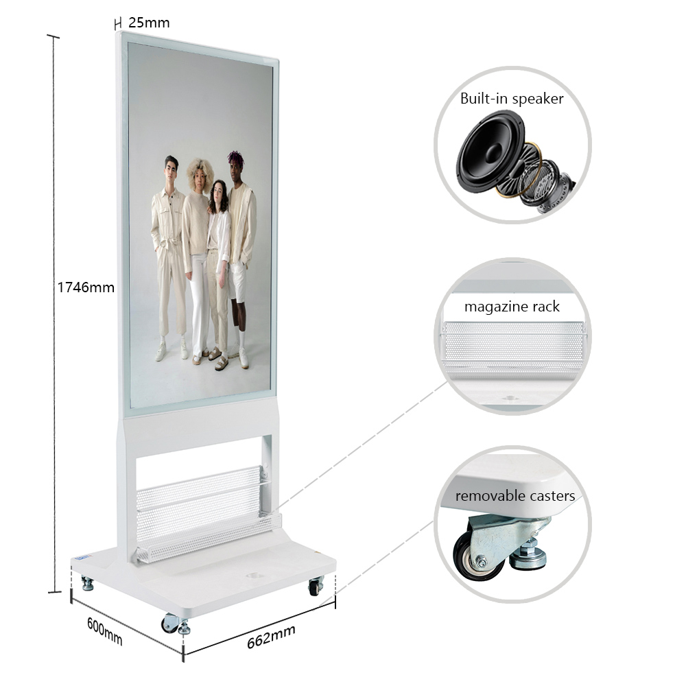 Advertising Screen Digital Signage Kiosk With Magazine Rack