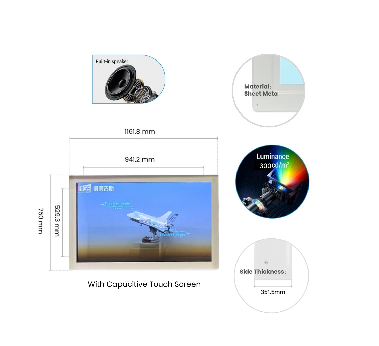 Touch Screen Transparent Display Case Advertising Player