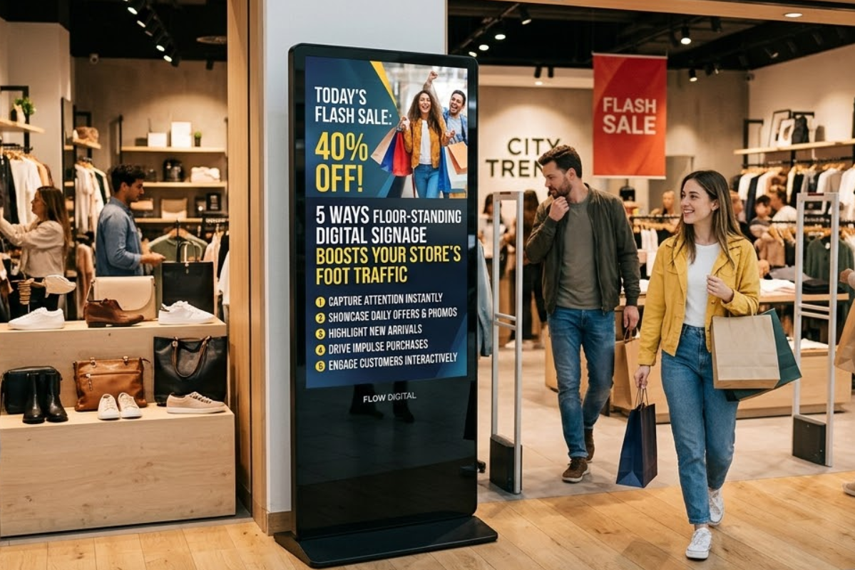 5 Cara Papan Tanda Digital Berdiri di Lantai Boleh Meningkatkan Trafik Kaki Kedai Anda