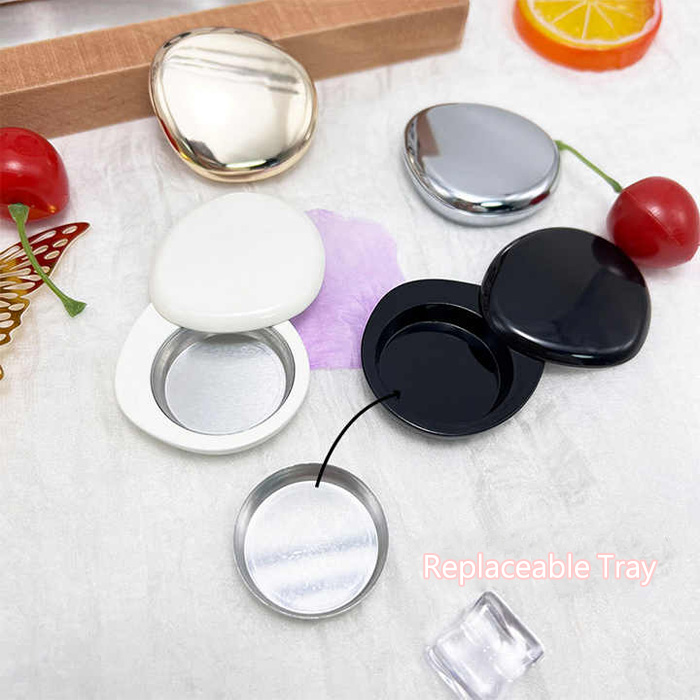Shiny Silver Slip Band Magnetic Solid Filled Plastic Packaging For Perfume Powder Blusher Foundation Make-Up Shiny Silver Slip Band Magnetic Solid Filled Plastic Packaging For Perfume Powder Blusher Foundation Make-Up