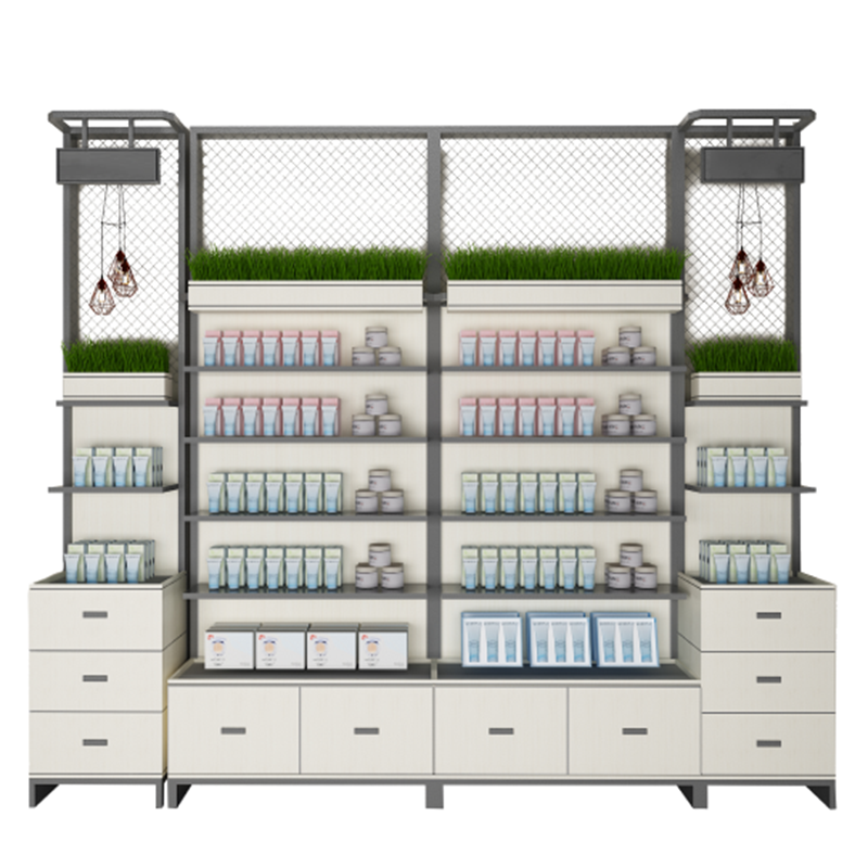 Cosmetic Shelf Commercial Display Cabinet With Light Box For Beauty Salon