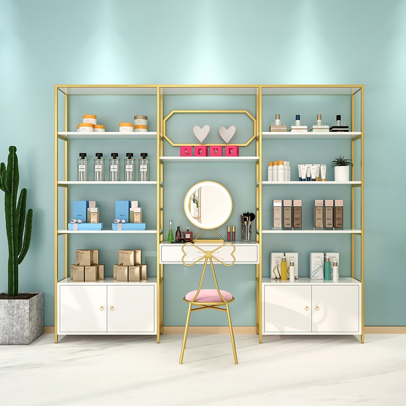 Large Cosmetic Display Case With Lights For Skincare Beauty Stores