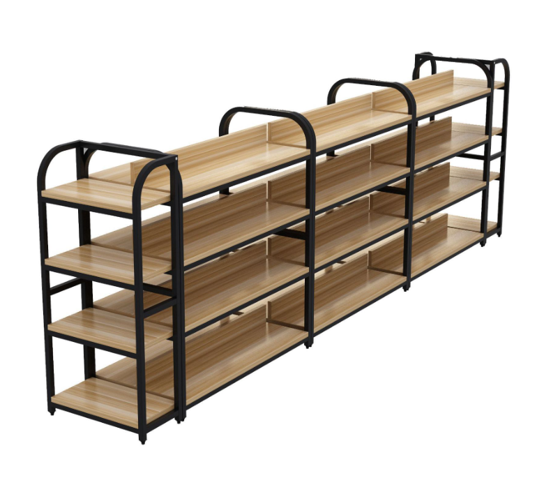Adjustable Light LED Steel-Wood Double-Sided Shelf | Customized by our Factory