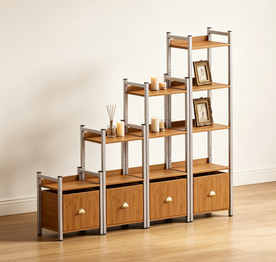 Industrial Style-Wood Multi-Level Storage Rack