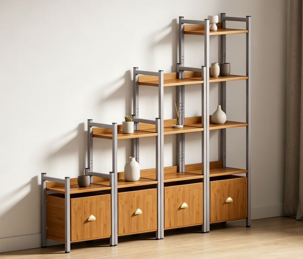 Industrial Style-Wood Multi-Level Storage Rack