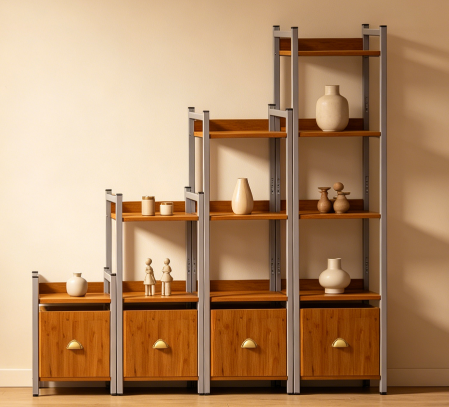 Industrial Style-Wood Multi-Level Storage Rack