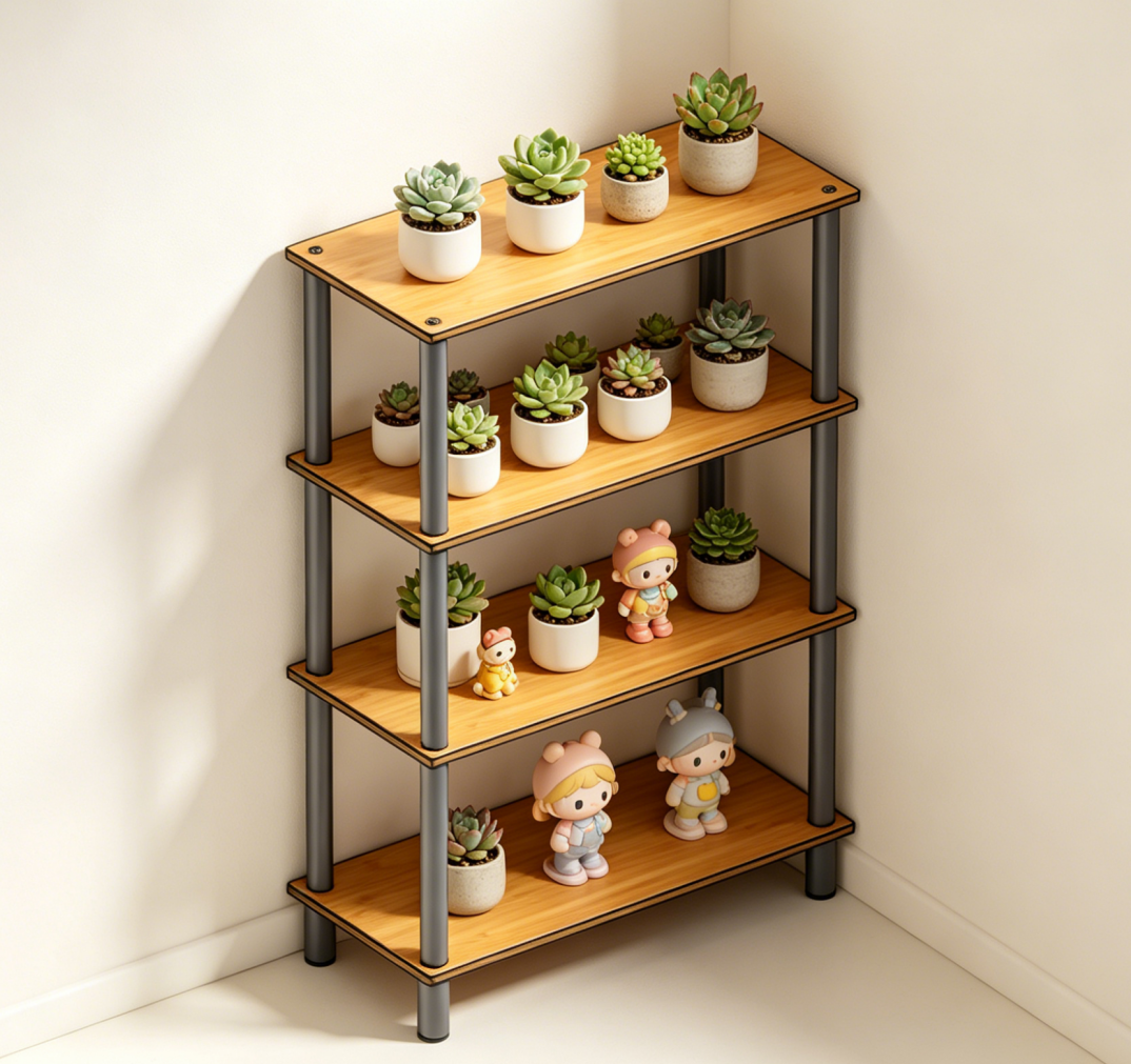 Round Tube Timber Multi-Level Rack