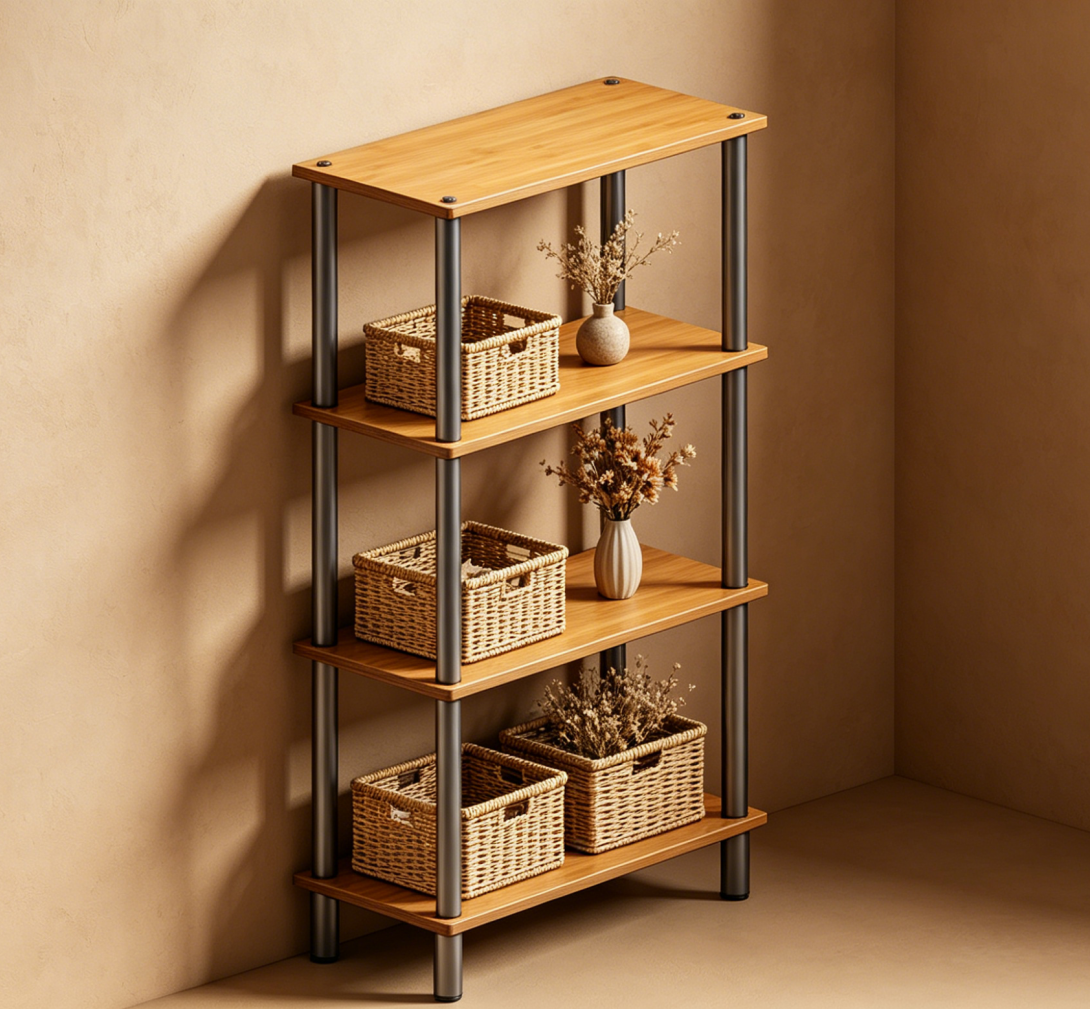 Round Tube Timber Multi-Level Rack