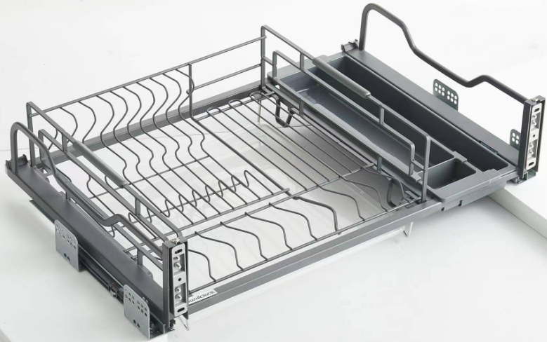 Arbitrary Telescopic Adjustable Flat Wire Three Sides Bowl and Dish Basket