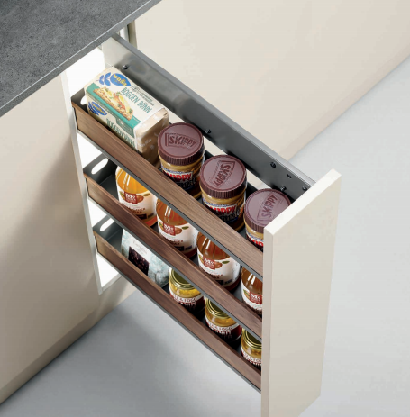 Side Pull-out basket made of Aluminum Alloy +Walnut Wood