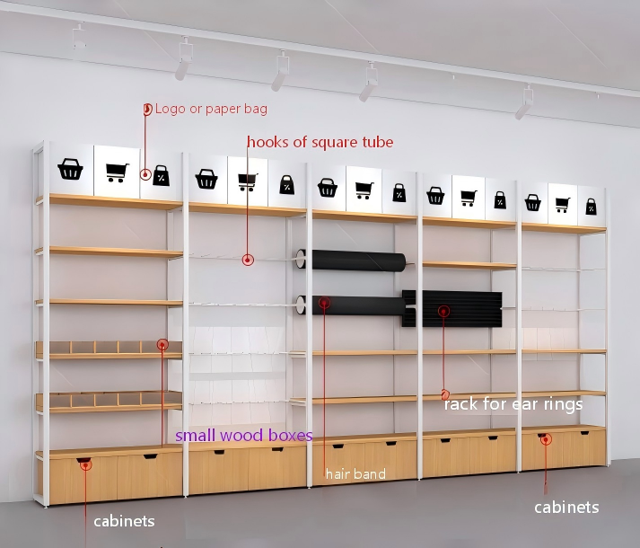 Wooden Board Metal Frame Stands For Display In Shop Or Supermarket