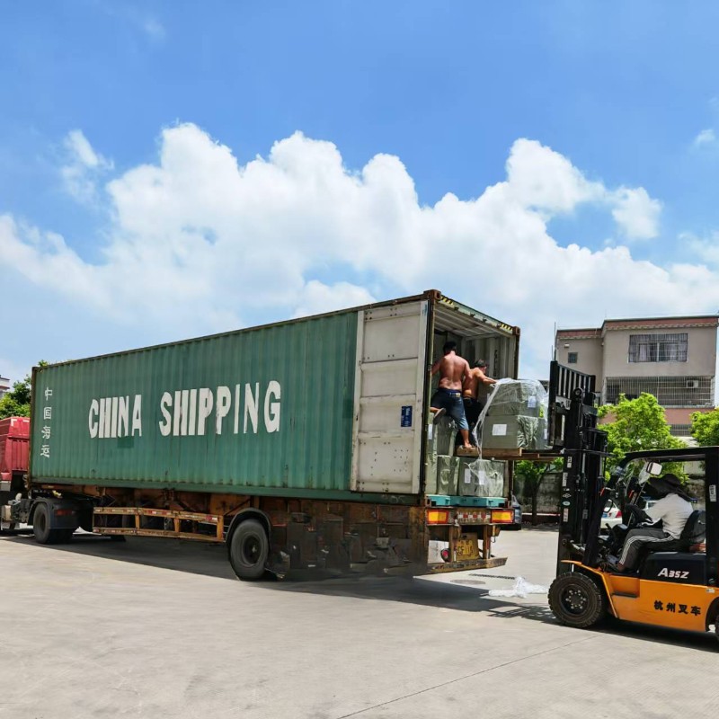 The company's bottled water pumps are shipping out of containers