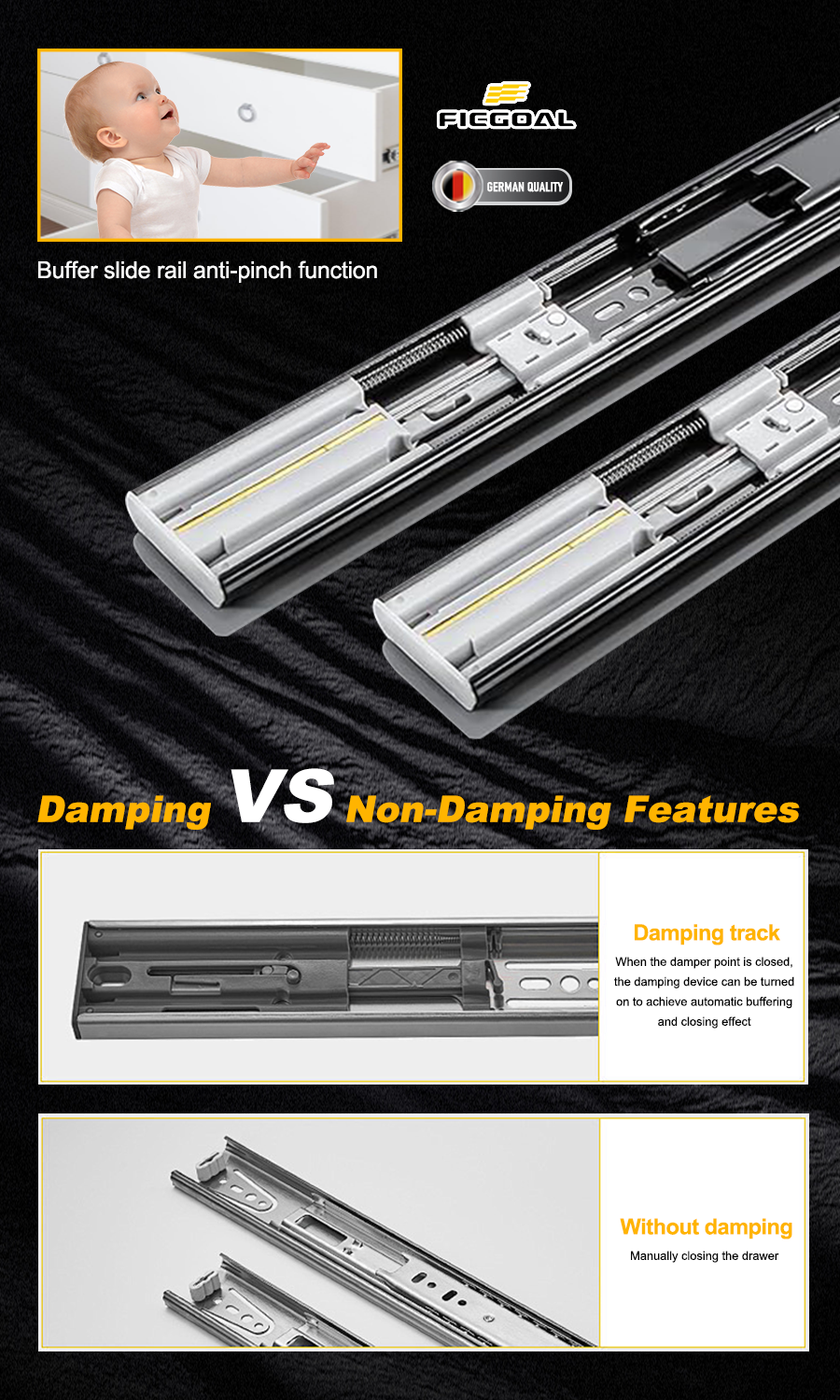 3 Fold Soft Closing Ball Bearing Slides