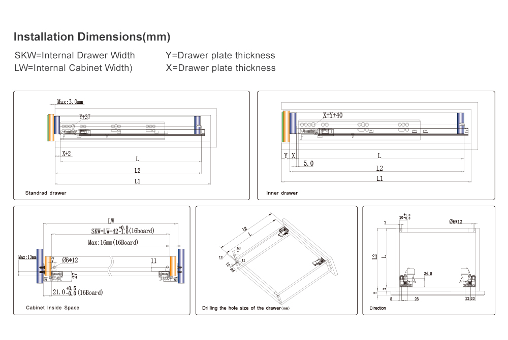 Undermount Drawer Slide Soft Close Concealed