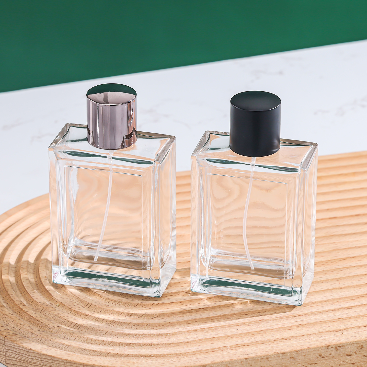 Vintage Square Perfume Bottle With Gold Spray