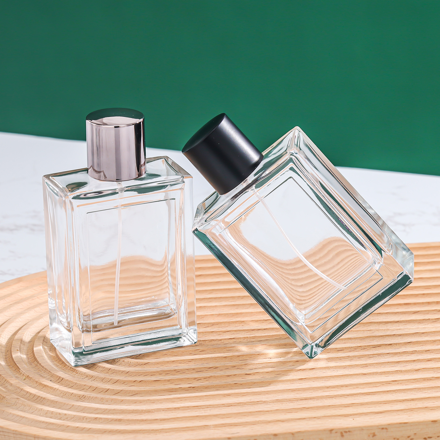 Vintage Square Perfume Bottle With Gold Spray