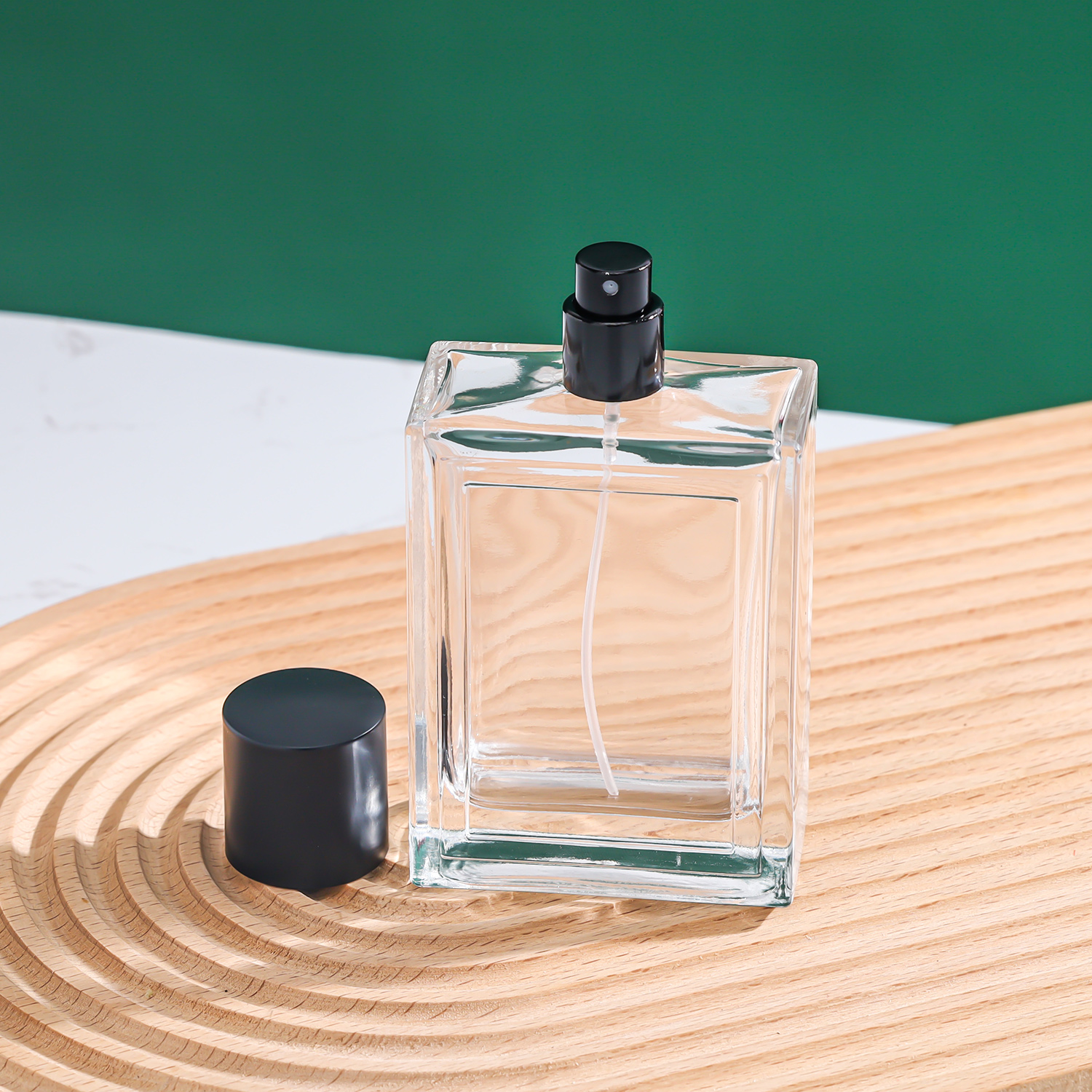 Vintage Square Perfume Bottle With Gold Spray