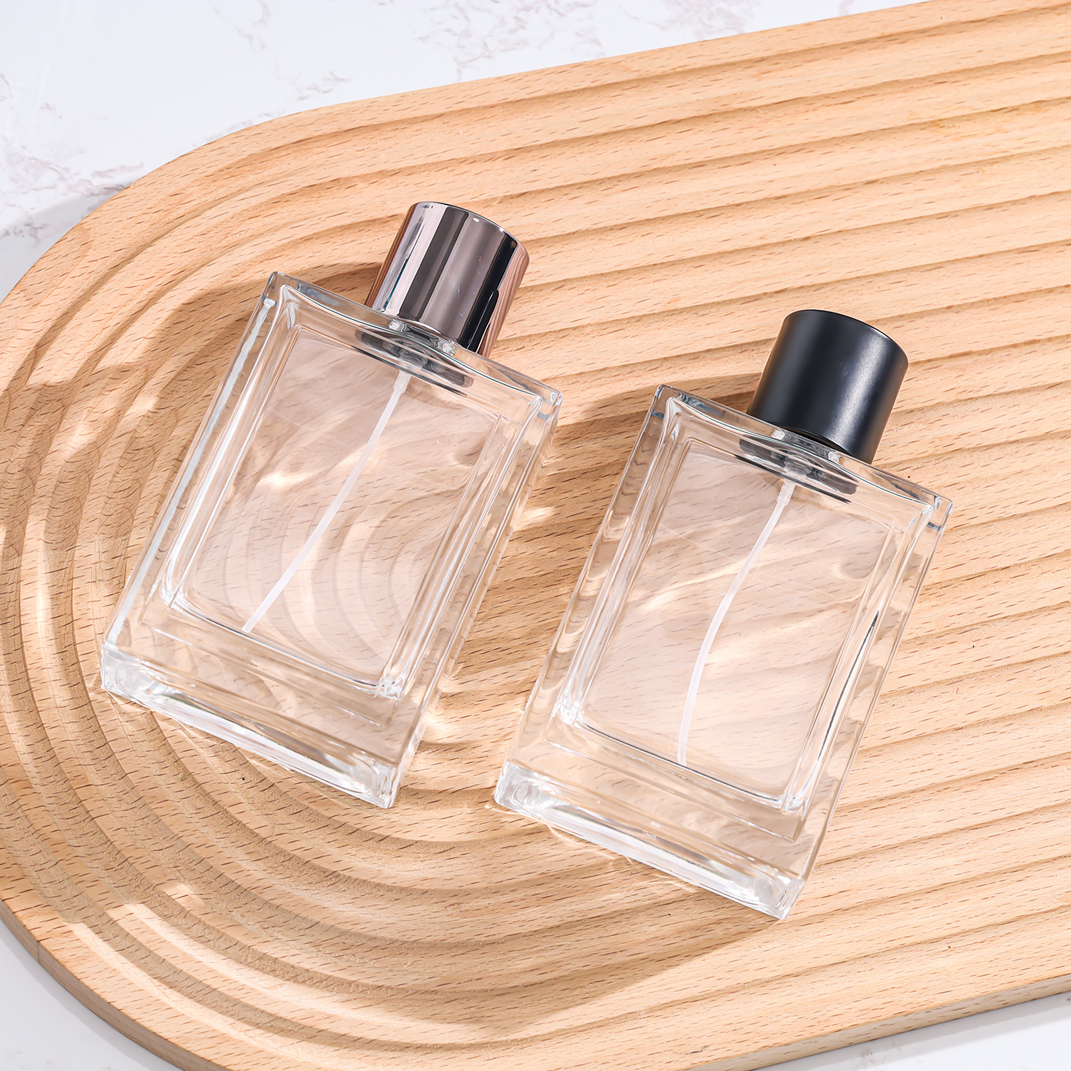 Vintage Square Perfume Bottle With Gold Spray