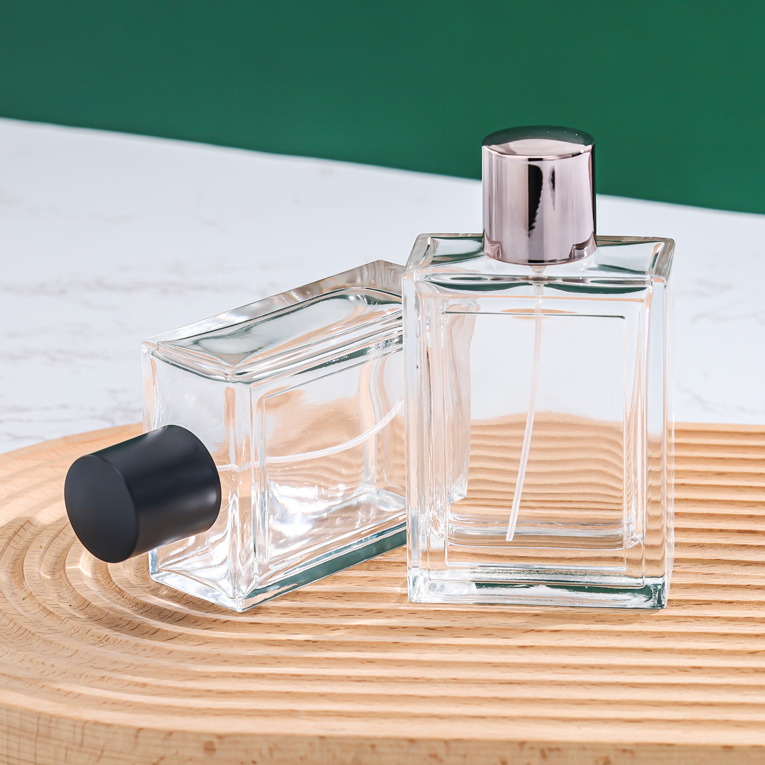 Vintage Square Perfume Bottle With Gold Spray