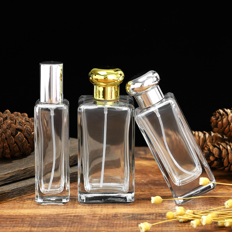 100ml Clear Glass Perfume Bottle With Custom Gold Collar