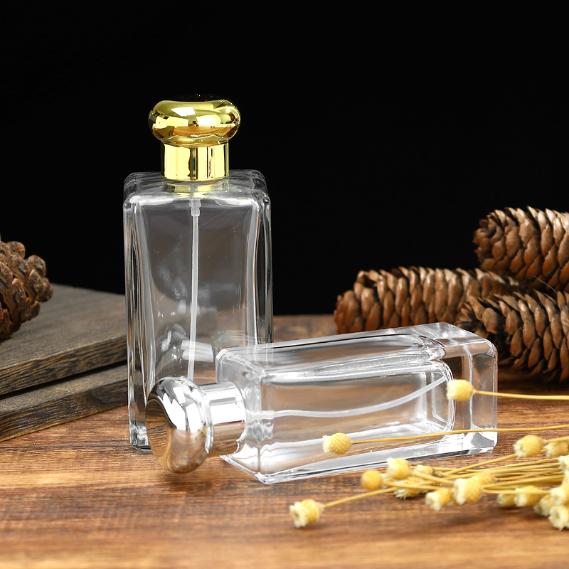 100ml Clear Glass Perfume Bottle With Custom Gold Collar
