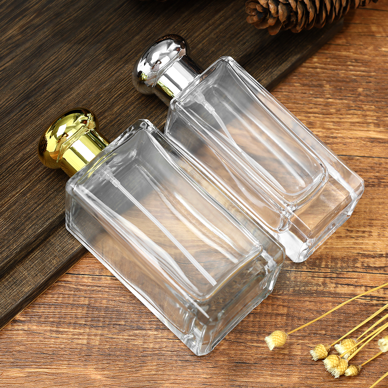 100ml Clear Glass Perfume Bottle With Custom Gold Collar