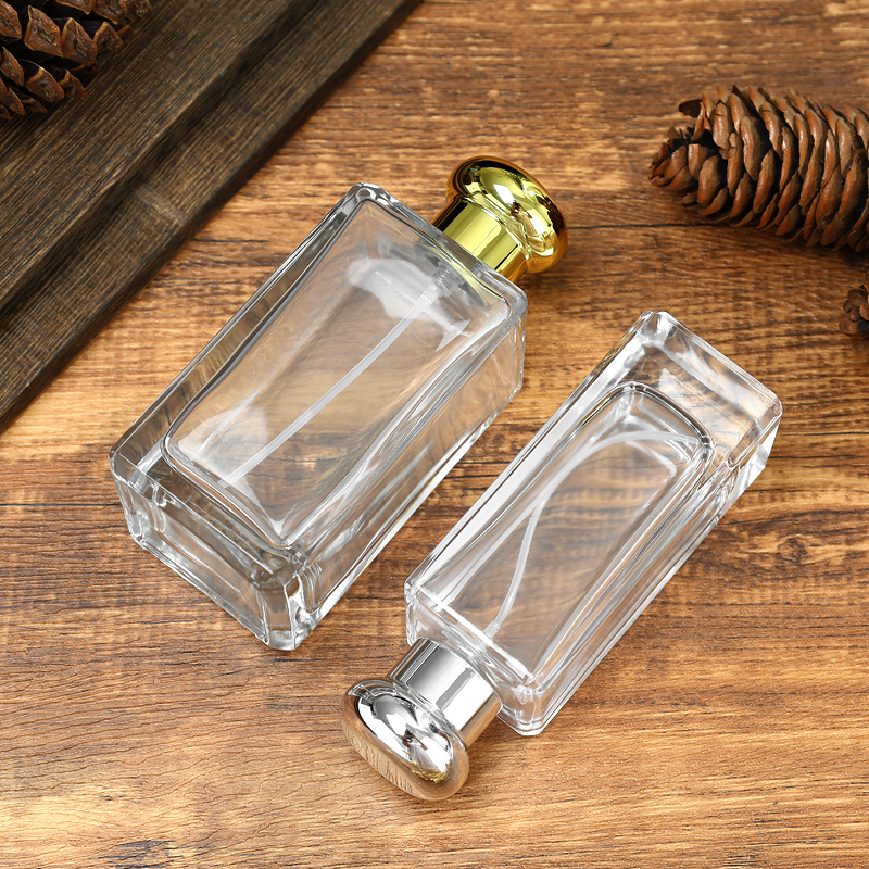 100ml Clear Glass Perfume Bottle With Custom Gold Collar