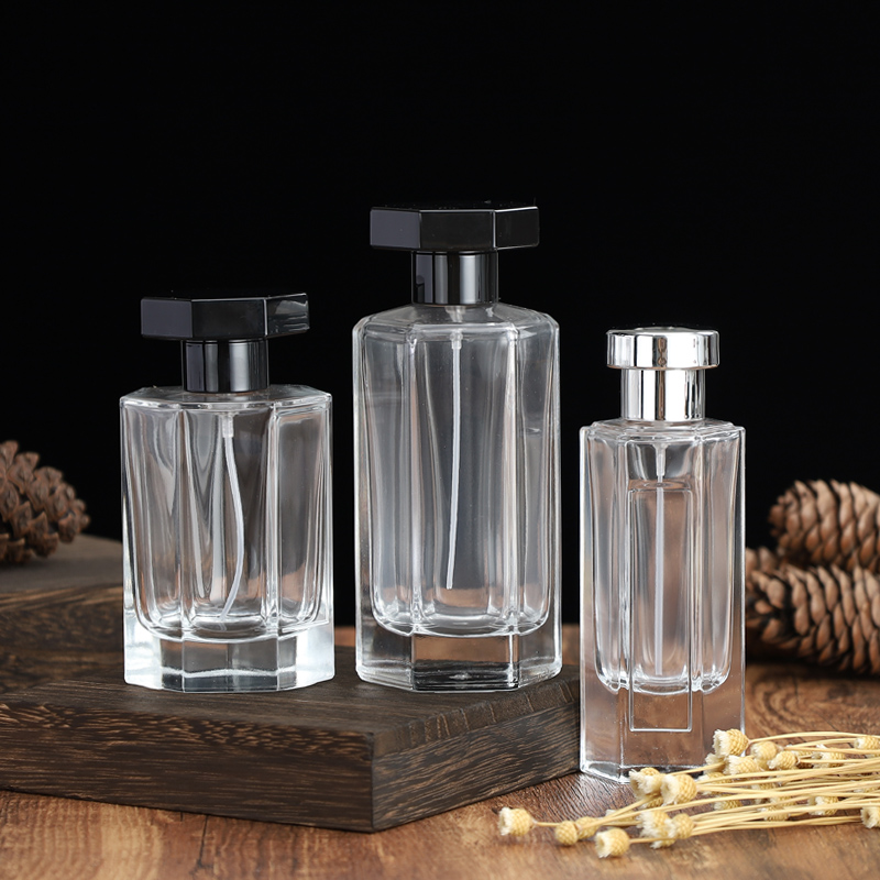 Botella de perfume recargable de 100 ml con acabado de vidrio esmerilado
