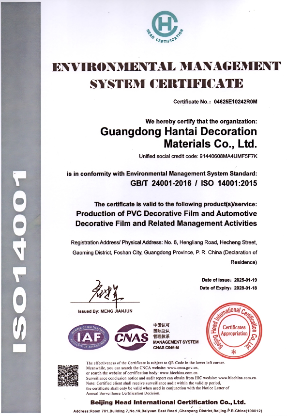ISO-Environmental Managemnt System Certificate