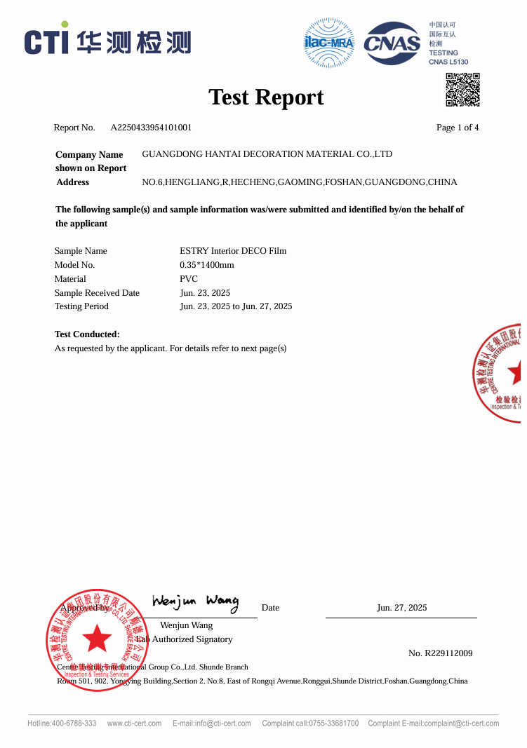 Formaldehyde release test