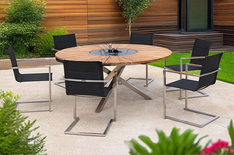 teak metal table set