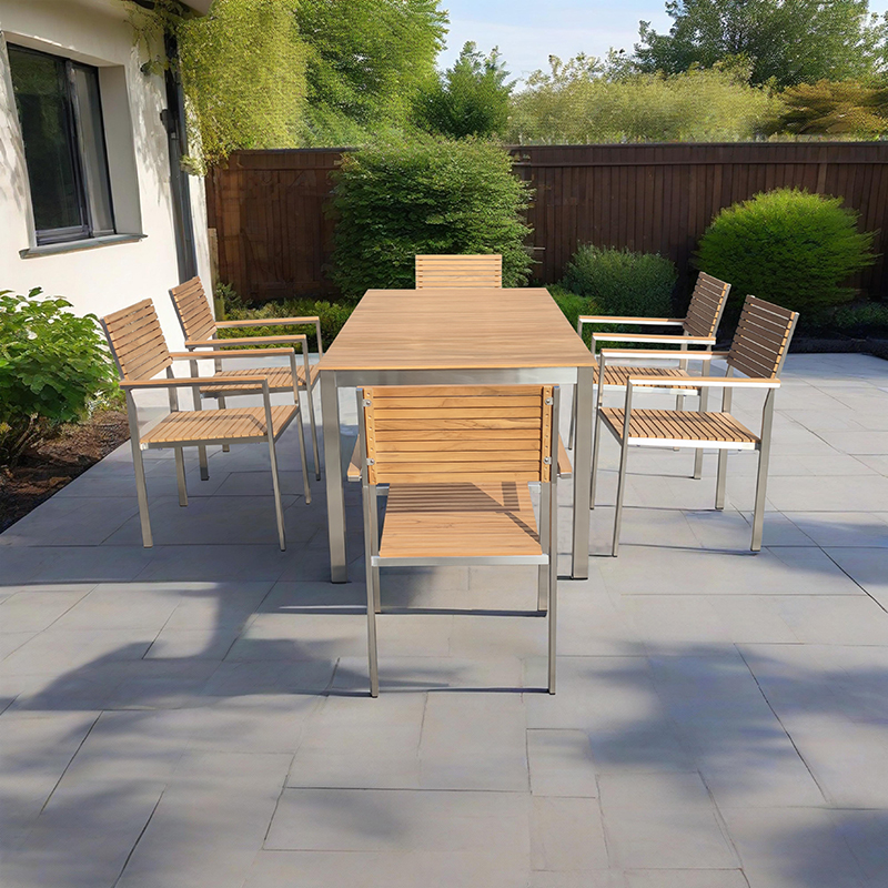 Teak Stainless Steel Outdoor Dining Furniture Set