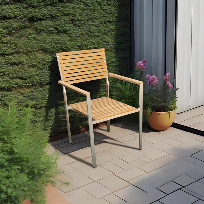 Teak Stainless Steel Outdoor Dining Furniture Set