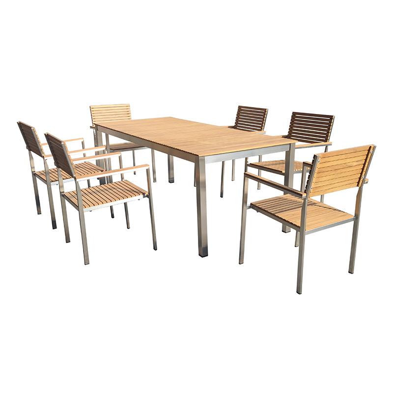 Teak Stainless Steel Outdoor Dining Furniture Set