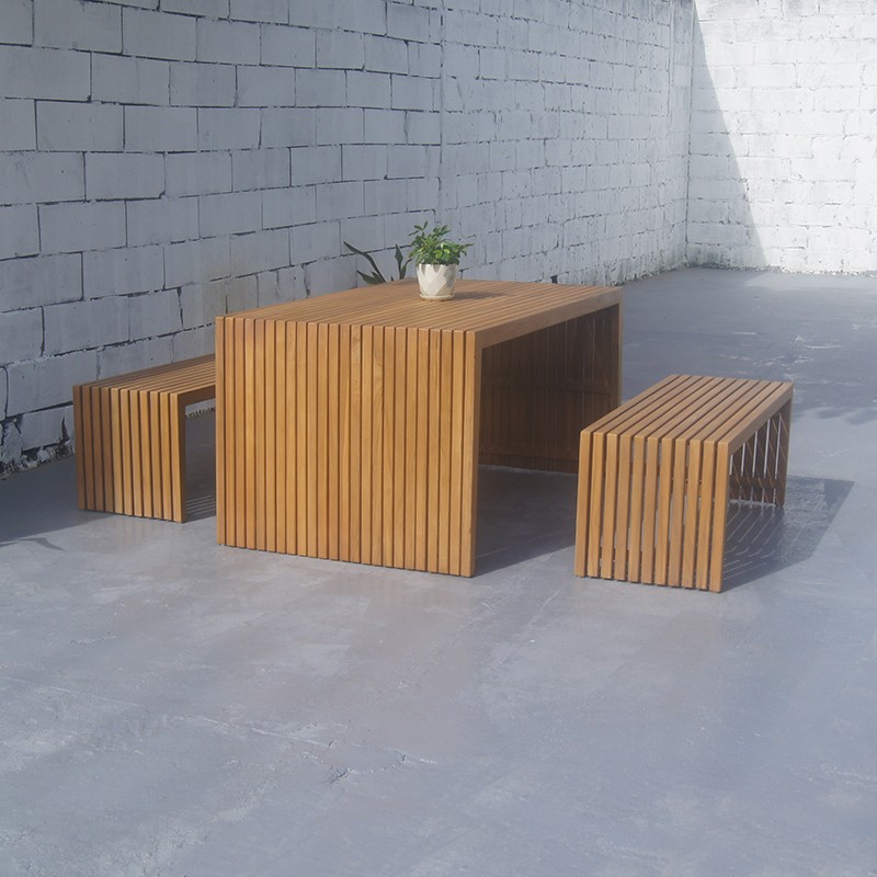 outdoor table and bench set