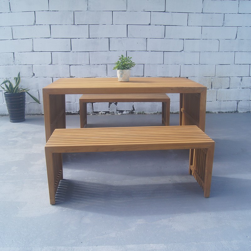 outdoor table and bench