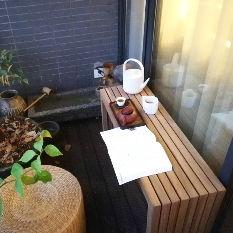 outdoor table with benches