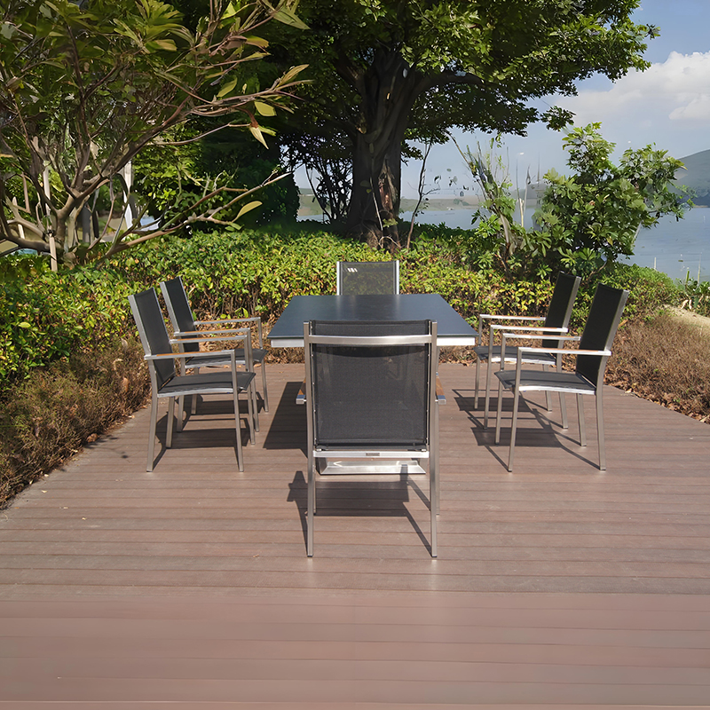 Stainless Steel Sling Garden Dining Table Set