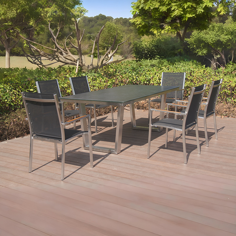 Stainless Steel Sling Garden Dining Table Set